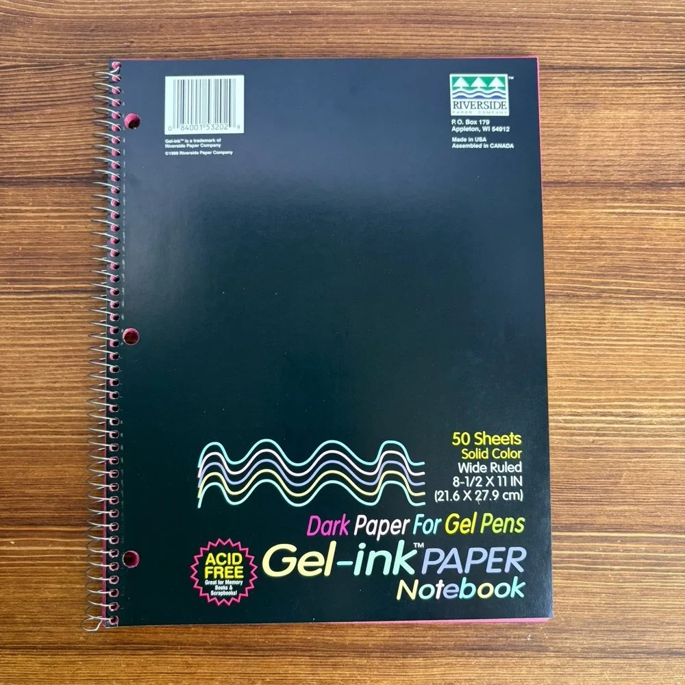 Lot of 5 Riverside Gel-Ink Paper Notebooks Wide Ruled Blue Pink Purple And Black